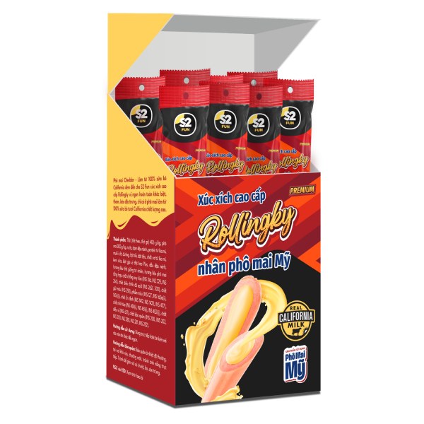 Xúc Xích S2 Fun Rollingky Nhân Phô Mai Mỹ Hộp 480G