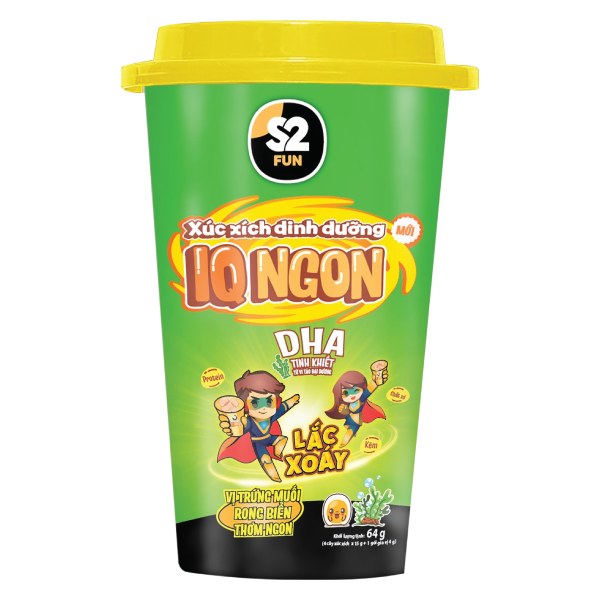 Xúc Xích Dinh Dưỡng S2 Fun IQ Ngon Lắc Xoáy Trứng Muối Rong Biển Ly 64G