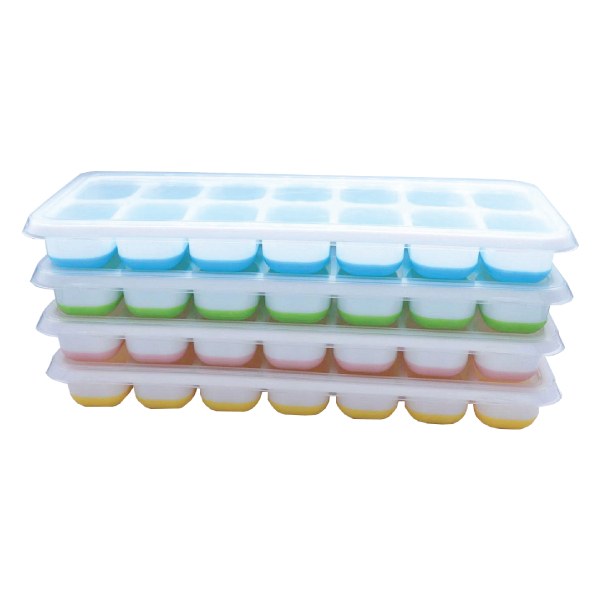 Khay Đá Silicon 12 Viên Có Nắp Xanh Lá