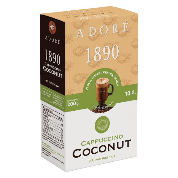 Cà Phê Adore Cappuccino Coconut Hộp 10 Gói*20G