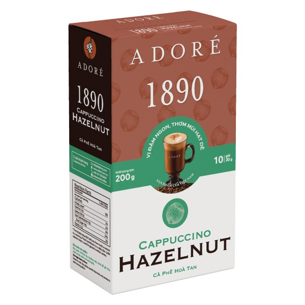 Cà Phê Adore Cappuccino Hazelnut Hộp 10 Gói*20G