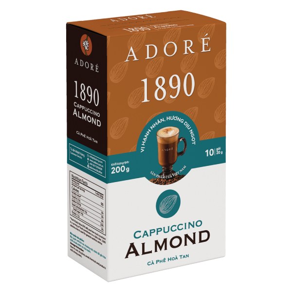 Cà Phê Adore Cappuccino Almond Hộp 10 Gói*20G