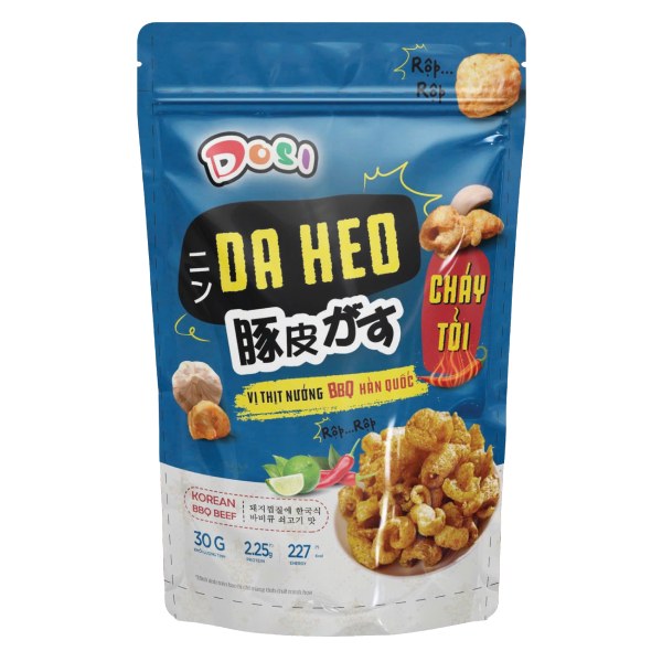 Snack Dosi Da Heo Cháy Tỏi Vị Thịt Nướng Gói 30G