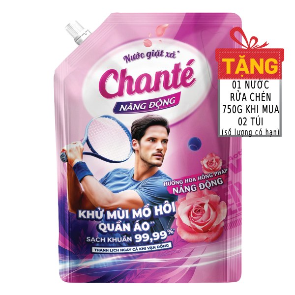 Nước Giặt Xả Chante Active Năng Động Túi 3.2Kg