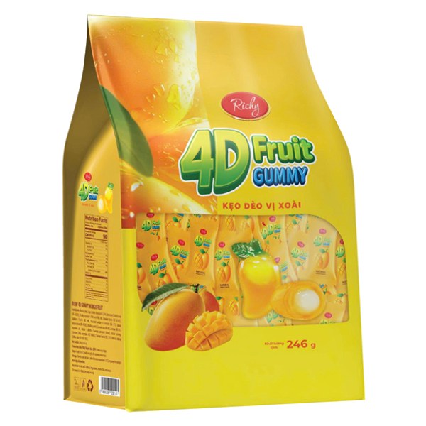 Kẹo Dẻo Richy 4D Vị Xoài Gói 246G