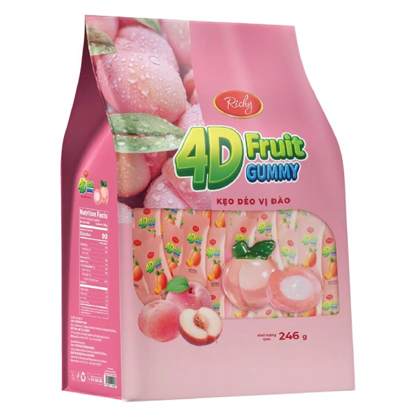 Kẹo Dẻo Richy 4D Vị Đào Gói 246G