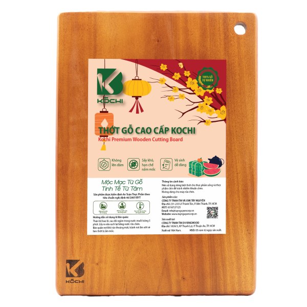 Thớt Gỗ Xà Cừ Kochi Chữ Nhật 26*36*2.3Cm