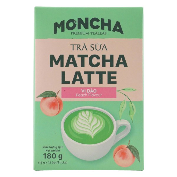 Trà Sữa Matcha Moncha Đào Hộp 12 Gói*15G