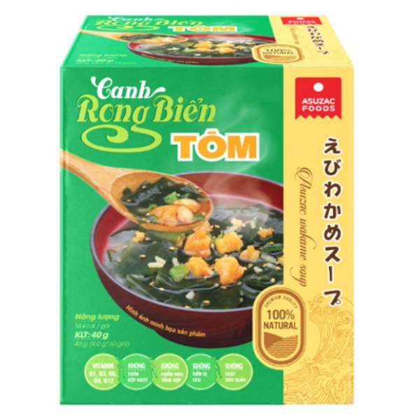 Canh Rong Biển Tôm Asuzac Hộp 10Gói*4G 