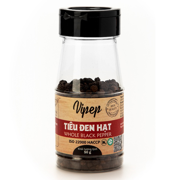 Tiêu Đen Hạt Vipep Hũ 50G