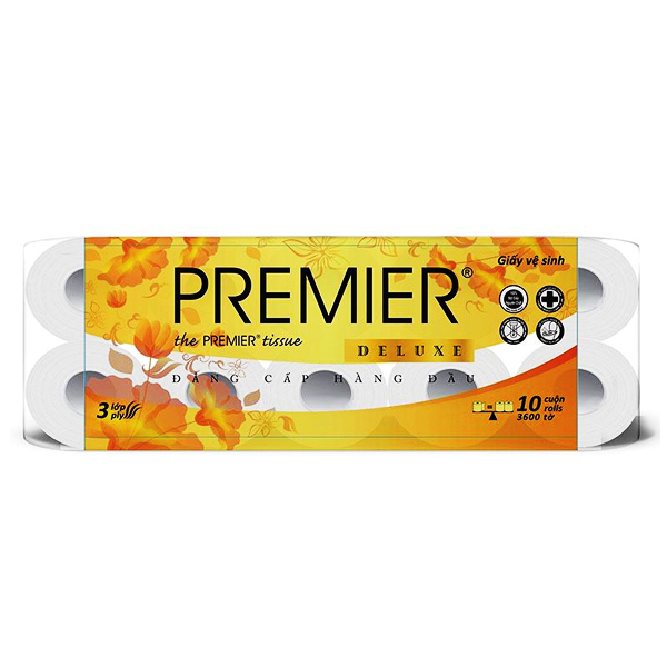 Lốc 10 Cuộn Giấy Vệ Sinh Premier Deluxe 3 Lớp