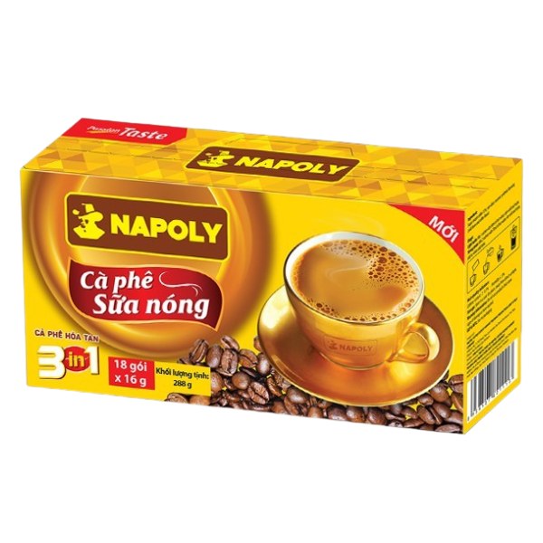 Cà Phê Sữa Nóng Napoly 3in1 Hộp 18 Gói*16G