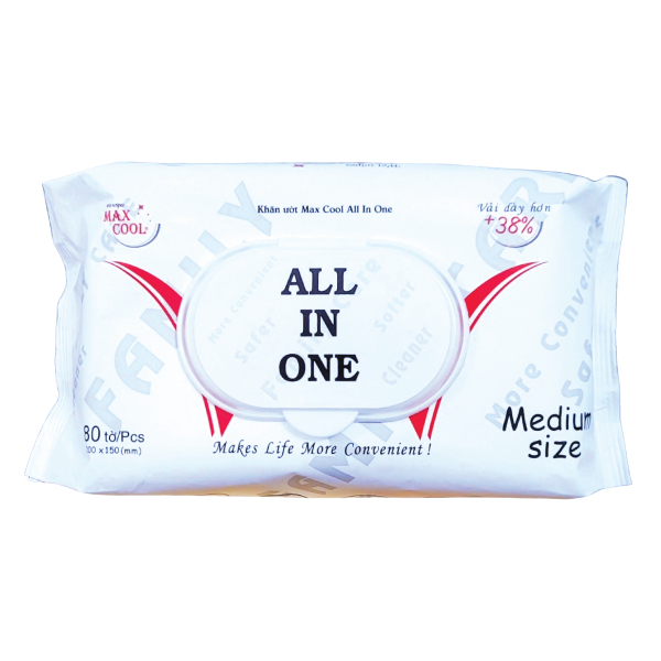 Khăn Ướt Max Cool All In One Medium Size 80 Tờ
