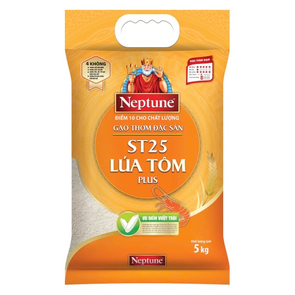 Gạo Thơm Đặc Sản Neptune ST25 Lúa Tôm Plus 5Kg