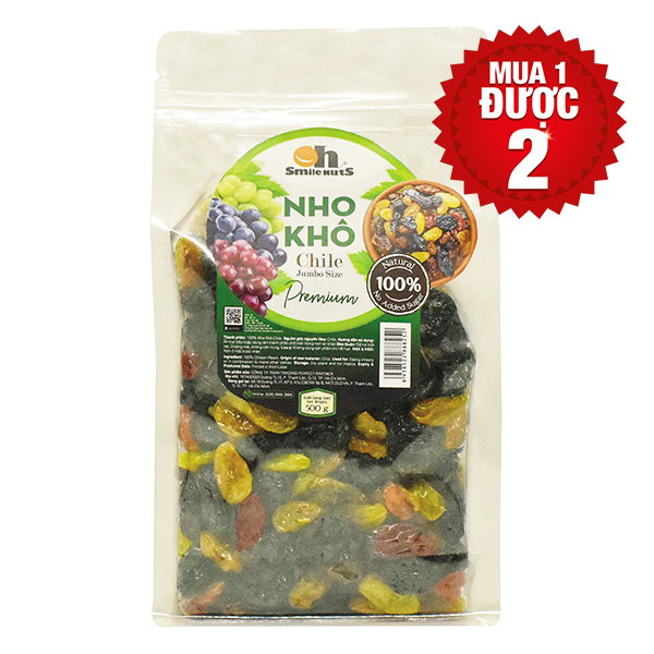 Nho Khô 3 Màu Chile Size Jumbo Oh Smile Nuts 500G