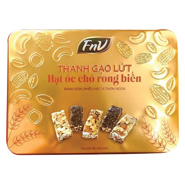 Thanh Gạo Lứt FnV Óc Chó Rong Biển Hộp Thiếc 144G