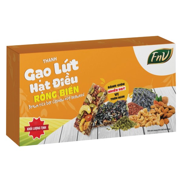 Thanh Gạo Lứt FnV Hạt Điều Rong Biển Hộp 72G