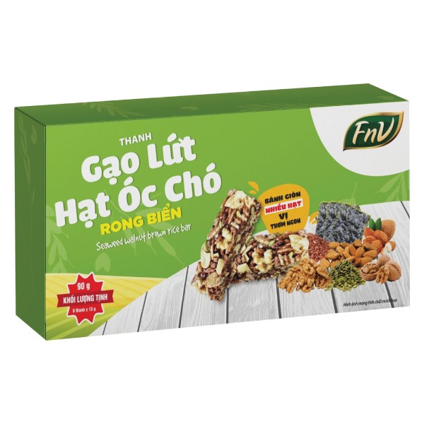 Thanh Gạo Lứt FnV Óc Chó Rong Biển Hộp 90G