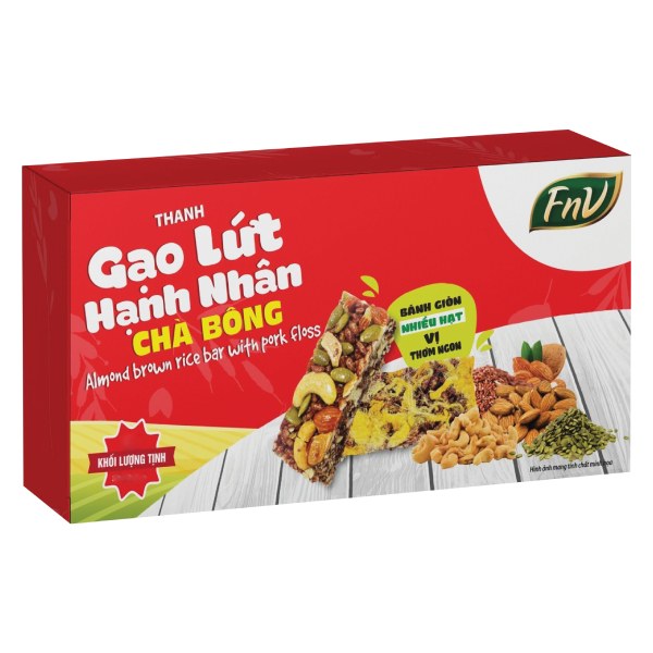 Thanh Gạo Lứt FnV Hạnh Nhân Chà Bông Hộp 72G