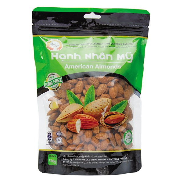 Hạnh Nhân Mỹ Wellbeing Gói 500G