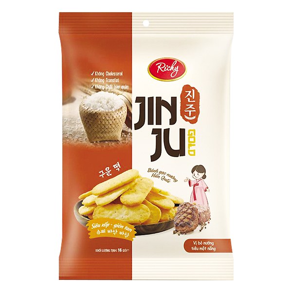 Bánh Gạo Jinju Vị Bò Nướng Tiêu 134.4G