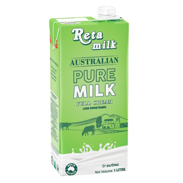 Sữa Tươi Tiệt Trùng Nguyên Chất Reta Milk Ít Đường 1L