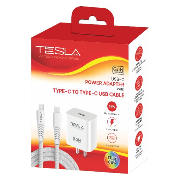 Combo Sạc Nhanh Tesla 36W TL12CBC USB Type-C to Type-C