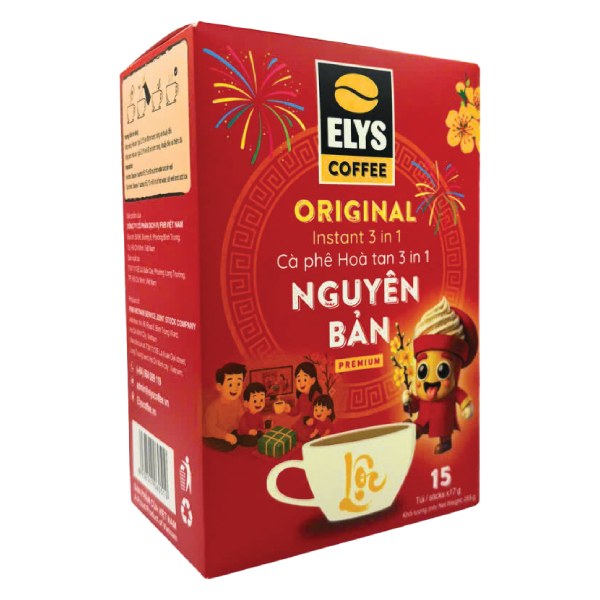 Cà Phê 3IN1 Elys Nguyên Bản Hộp 15 Gói 17G