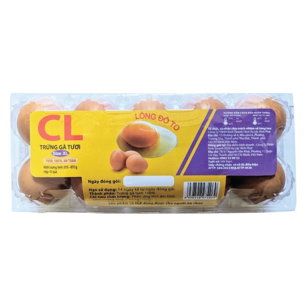 Hộp 10 Trứng Gà Tươi CL Size XL