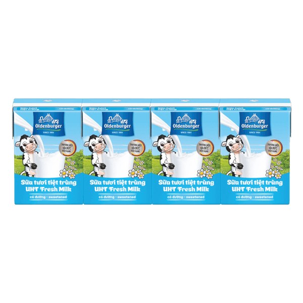 Lốc 4 Sữa Tươi Tiệt Trùng Oldenburger Có Đường Hộp 110Ml