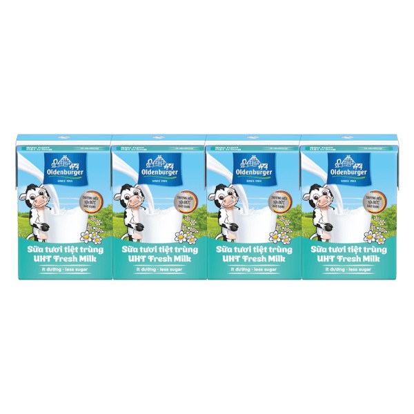 Lốc 4 Sữa Tươi Tiệt Trùng Oldenburger Ít Đường Hộp 110Ml