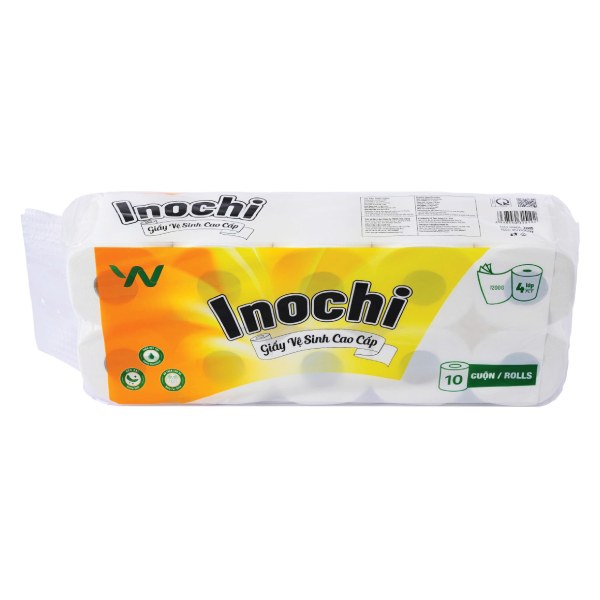 Lốc 10 Cuộn Giấy Vệ Sinh Inochi Cao Cấp Có Lõi 4 Lớp