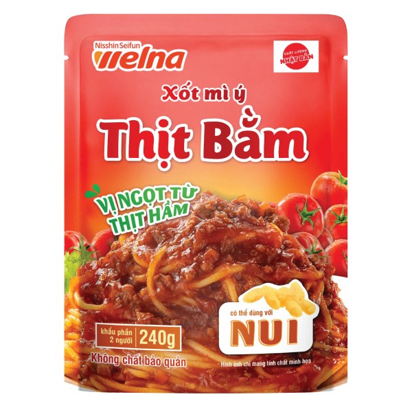 Xốt Mì Ý Nisshin Thịt Bằm Gói 240G