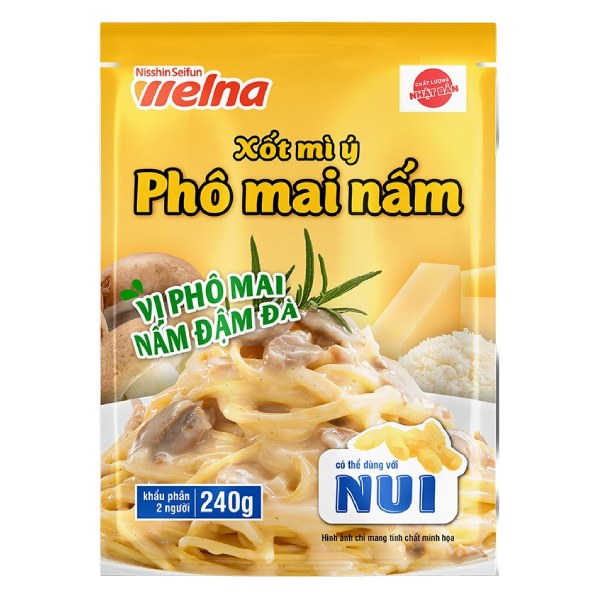 Xốt Mì Ý Nisshin Phô Mai Nấm Gói 240G