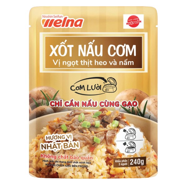Xốt Nấu Cơm Nisshin Vị Ngọt Thịt Heo Và Nấm Gói 240G