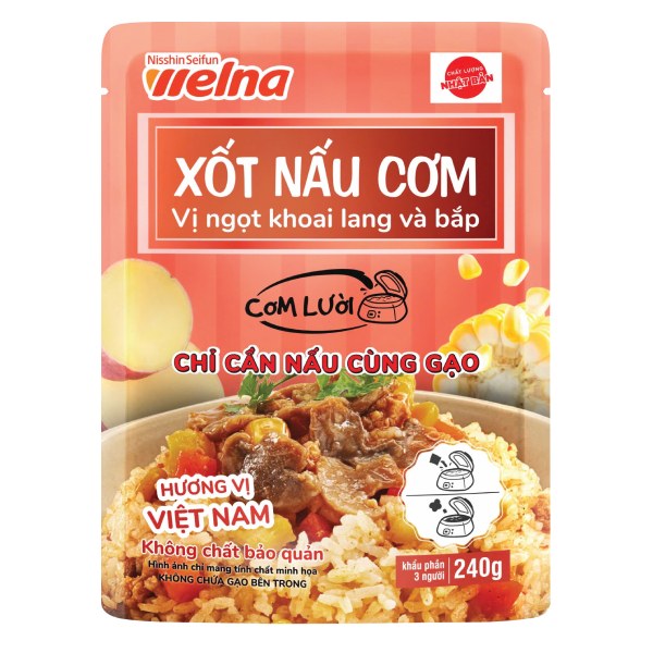 Xốt Nấu Cơm Nisshin Vị Ngọt Khoai Lang Và Bắp Gói 240G