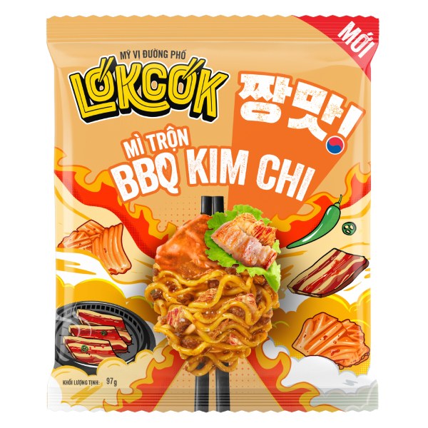 Mì Trộn Lókcók BBQ Kim Chi Gói 97G
