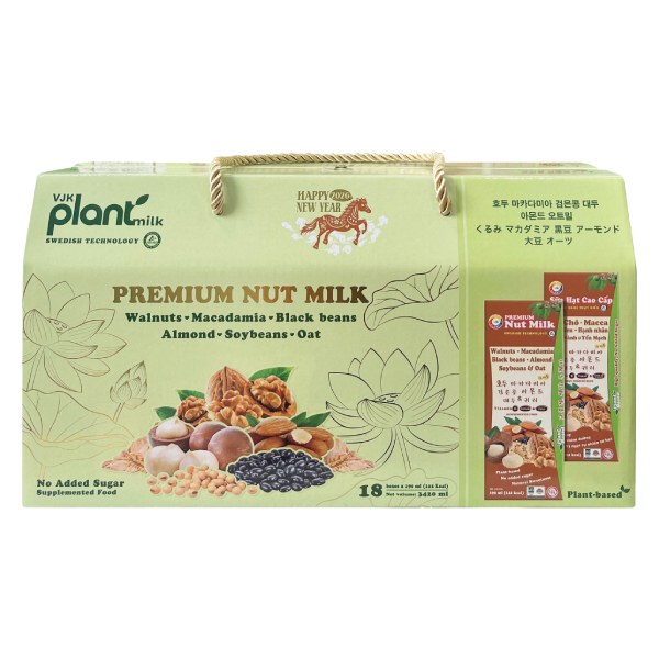 Sữa Hạt Cao Cấp 6 Loại Hạt Global Không Đường Thùng 18 Hộp 190Ml