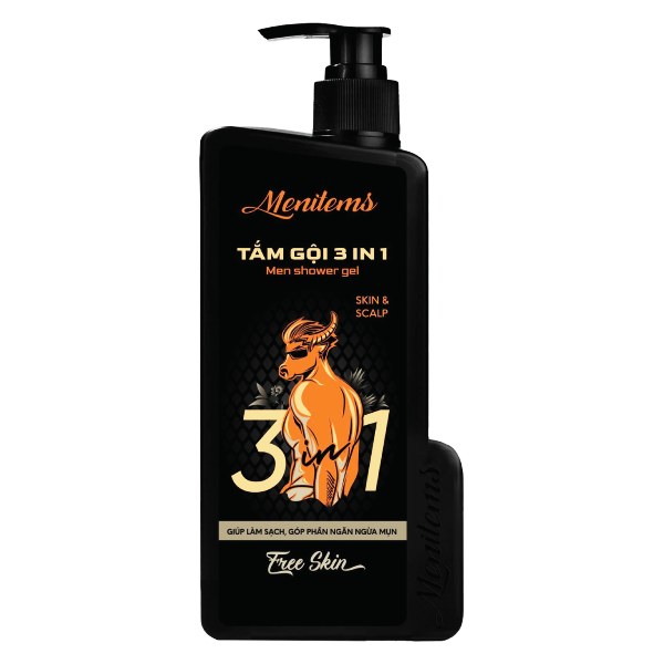 Tắm Gội 3IN1 Menitems Free Skin 650G