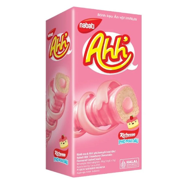 (Only Emartmall) Bánh Xốp Nabati Ahh Vị Kem Phô Mai Dâu Hộp 90G