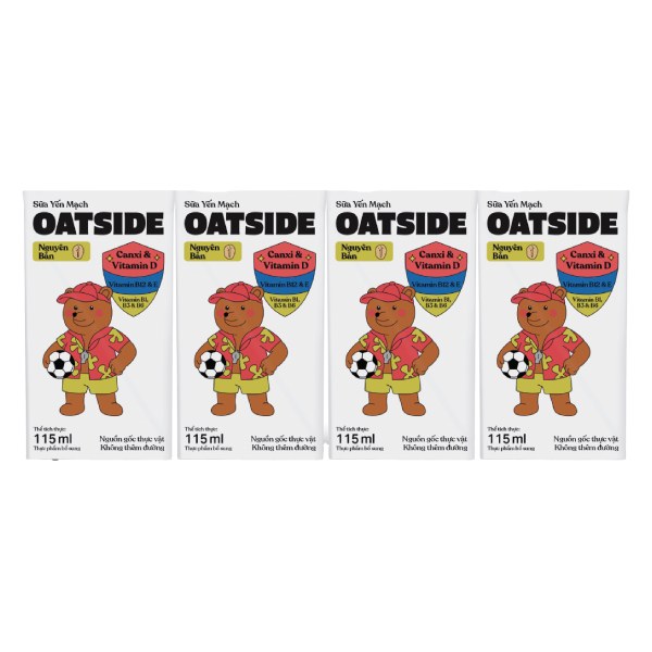 Lốc 4 Sữa Yến Mạch Oatside Vị Nguyên Bản Hộp 115Ml