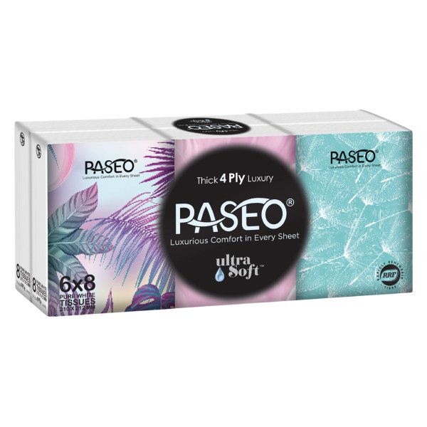 Khăn Giấy Bỏ Túi Paseo Luxury Lốc 6 Gói 8 Tờ