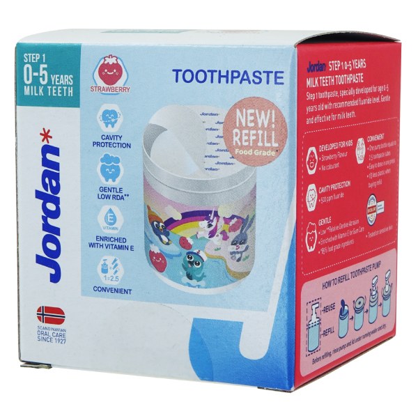 Kem Đánh Răng Trẻ Em Jordan Dâu Refill Không Vòi 188G