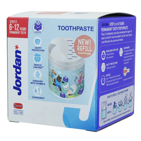 Kem Đánh Răng Trẻ Em Jordan Nho Refill Không Vòi 188G