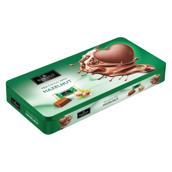 Socola Romanze Sữa Hạt Phỉ Xanh Lá Hộp 135G