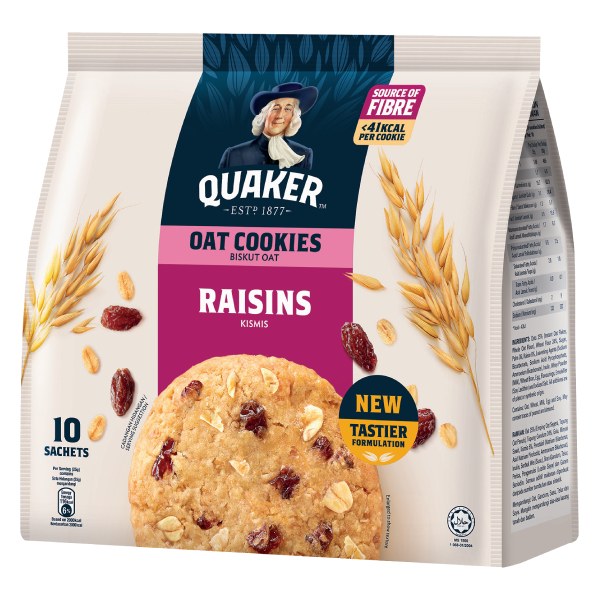 Bánh Quy Yến Mạch Quaker Hương Nho Khô Túi 10 Gói*25G